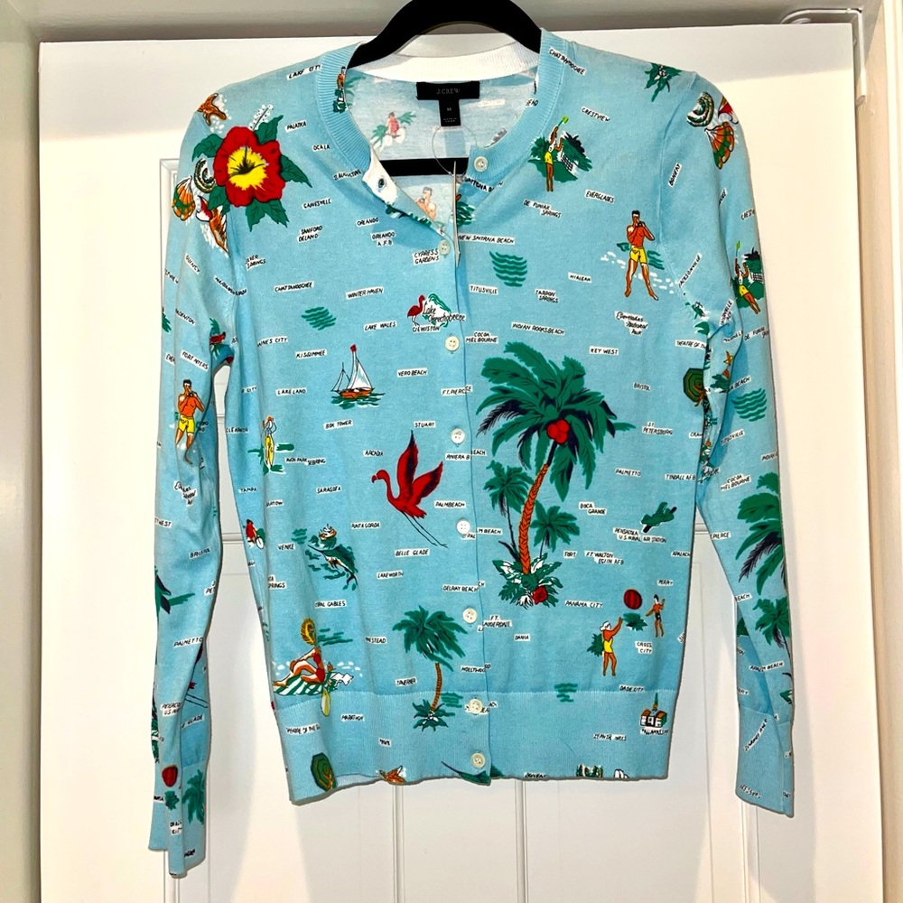 NWT J.Crew Jackie Cardigan, in Florida Map Print